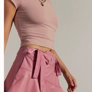 Pink Crop Top and Skirt Set